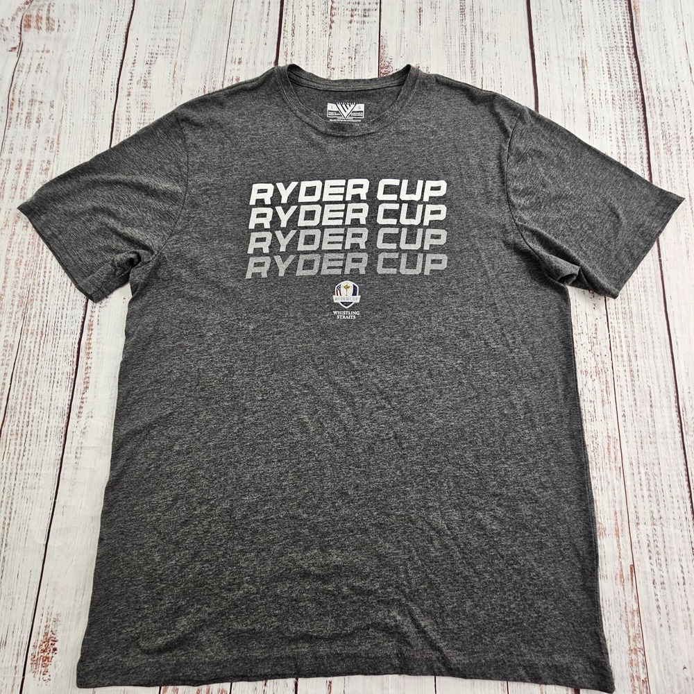 Ryder Cup‎ 2020 Whistling Straits Gray Short Sleeve Cotton Blend T-Shirt Men's L